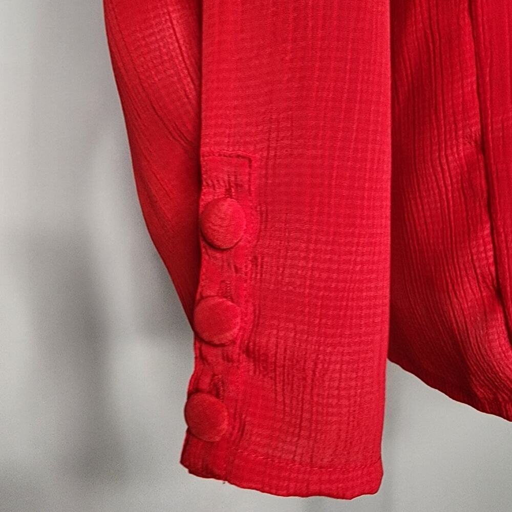 Vintage Oscar de la Renta Red Long Sleeve Blouse Size Medium - Picture 4 of 5